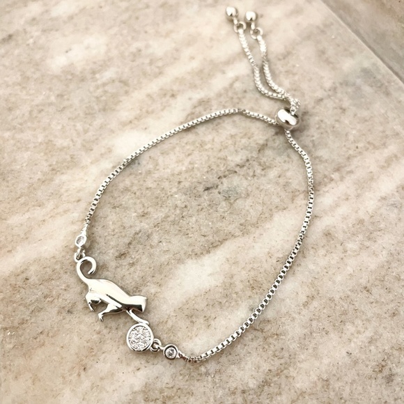 925 Sterling Silver Cat Bracelet Tennis Bracelet Cat Jewelry Cat Lover Gift - Picture 3 of 3
